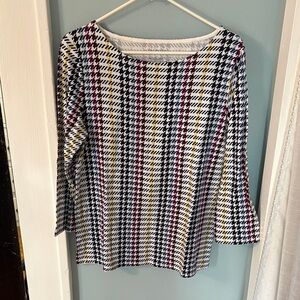 Talbots Multicolor Houndstooth Long Sleeve Top